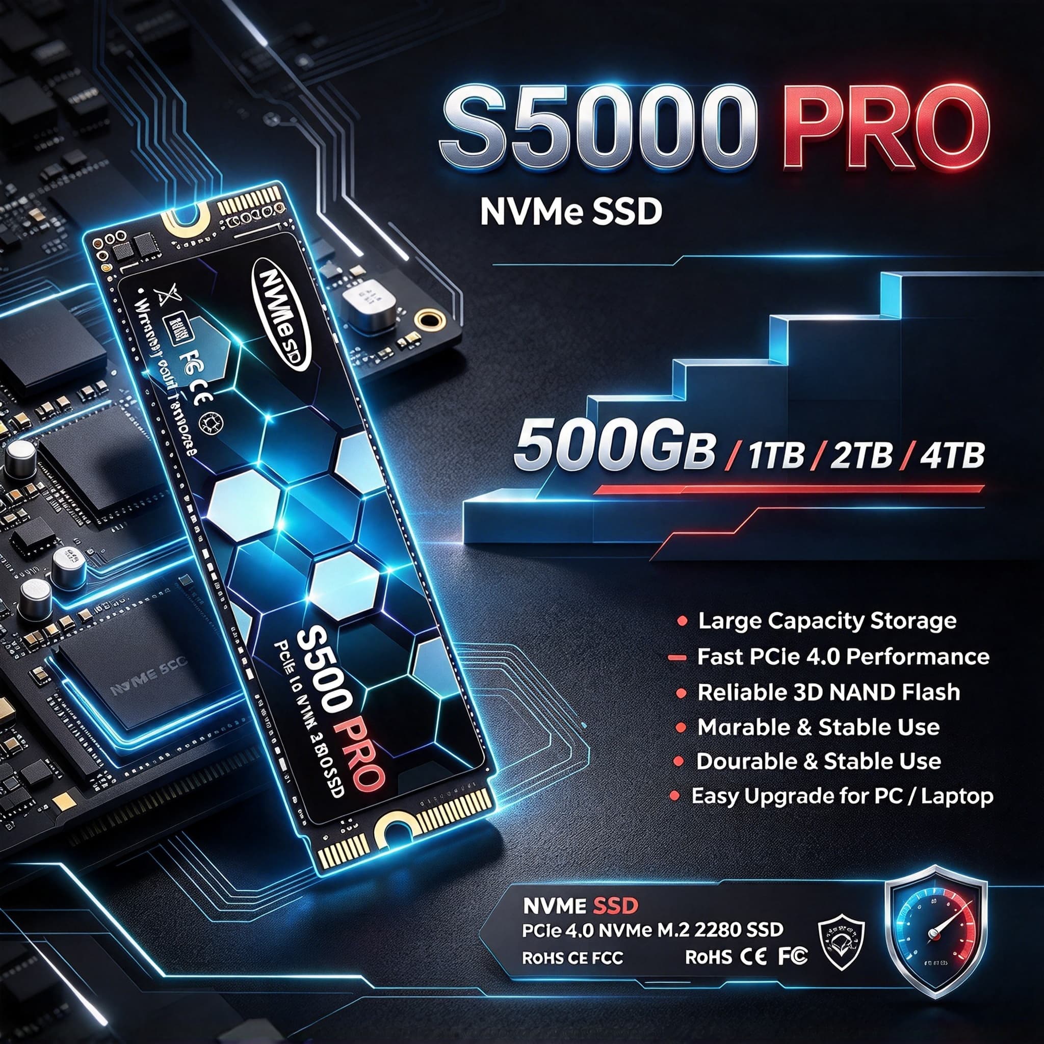 M.2 Nvme 4Tb Pcie 4.0 Ssd - S5000 PRO M.2 PCIe 4.0 NVMe
