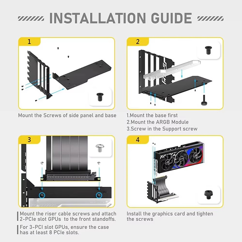 ●Vertical GPU Mounting Bracket - Pcie 4.0 X16 Riser Cable 90 Degree 评论和价格
